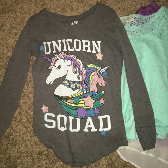 Unicorn long sleeve and Purple Sea Green Shirt - Picture 2 of 4